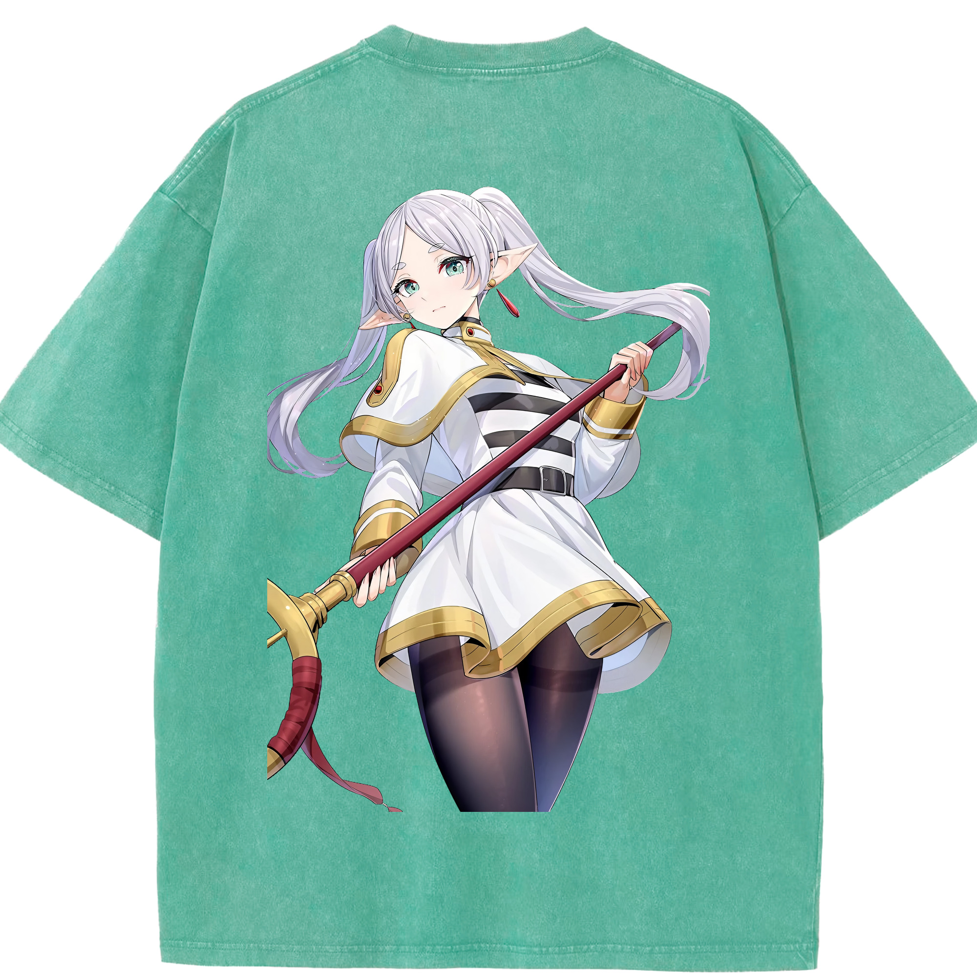 （画像用） 葬送のフリーレン Frieren 綿100% ヴィンテージ風 半袖Tシャツ（背面プリント）